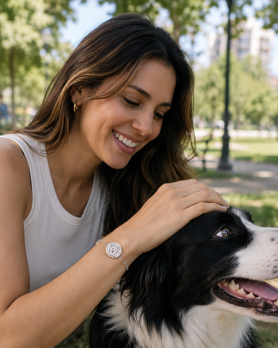 Pulsera Medalla personalizada de mascota en plata 950 | Preventa