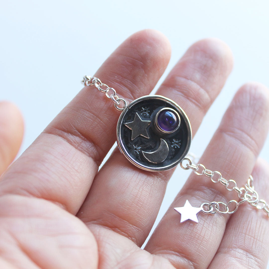 Medalla Luna y Estrella en Plata 950 | Mauva Joyas