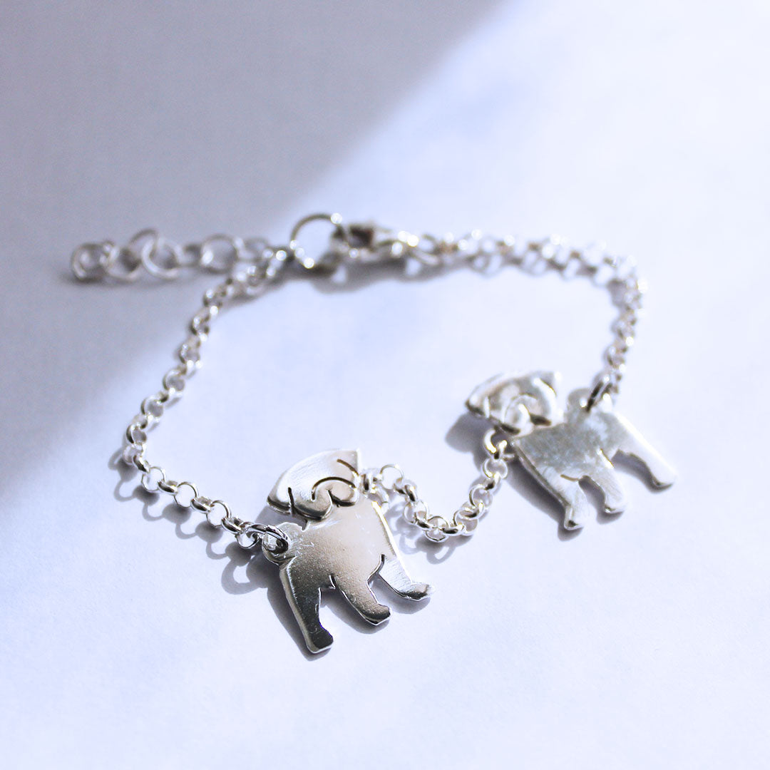 Pug: Colgante o Pulsera de Plata 950