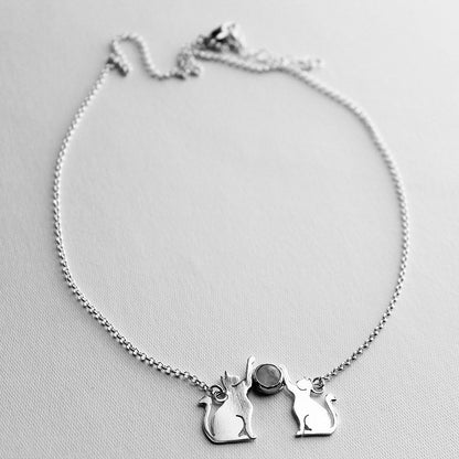 Collar de Gatos en Plata 950 con Piedra | Mauva Joyas