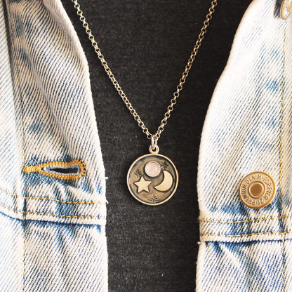 Medalla Luna y Estrella en Plata 950 | Mauva Joyas