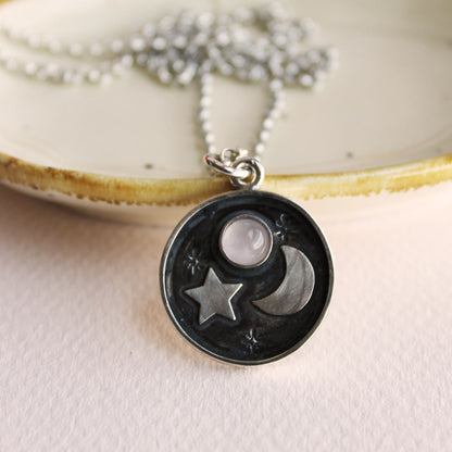 Medalla Luna y Estrella en Plata 950 | Mauva Joyas