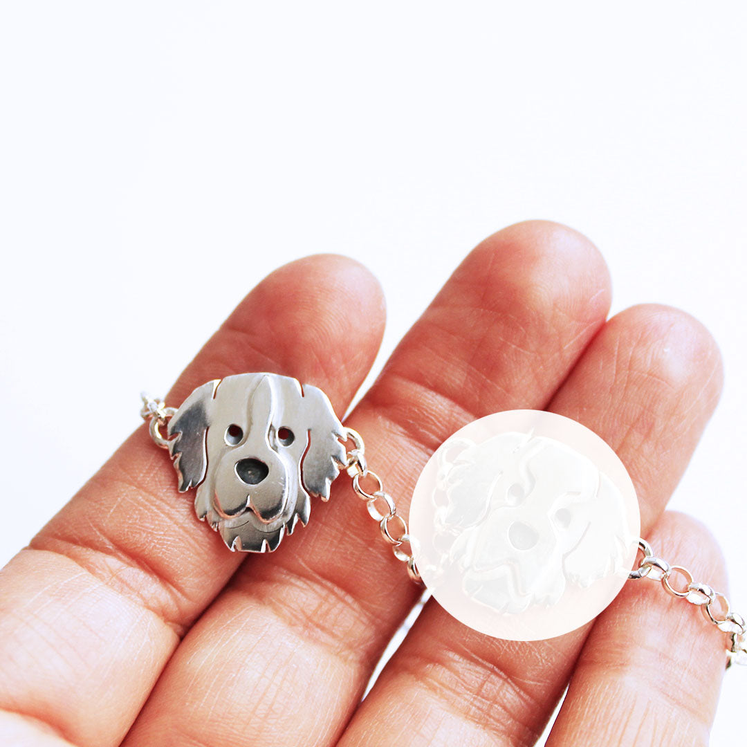 Pulsera Cara San Bernardo en Plata 950 | Mauva Joyas