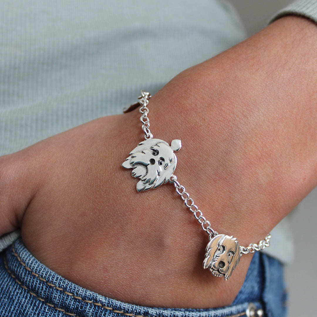 Pulsera Cara Pastor Alemán en Plata 950 | Mauva Joyas