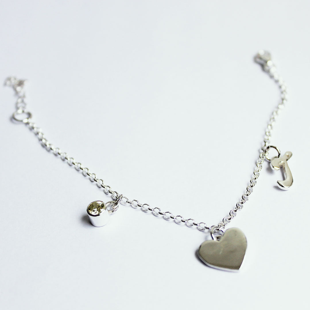 Pulsera con piedra de nacimiento + inicial