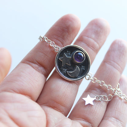Medalla Luna y Estrella en Plata 950 | Mauva Joyas