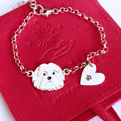 Pulsera Cara Shih Tzu en Plata 950 | Joya Hecha a mano| Mauva Joyas