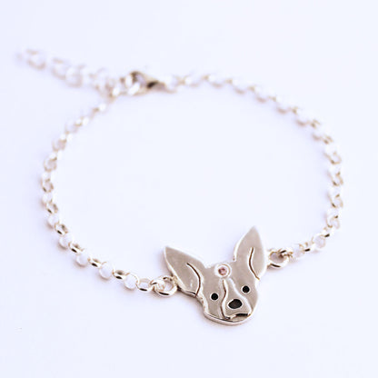 Pulsera Cara Chihuahua en Plata 950 | Mauva Joyas