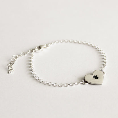 Corazon con huella cadena rolo con nombre