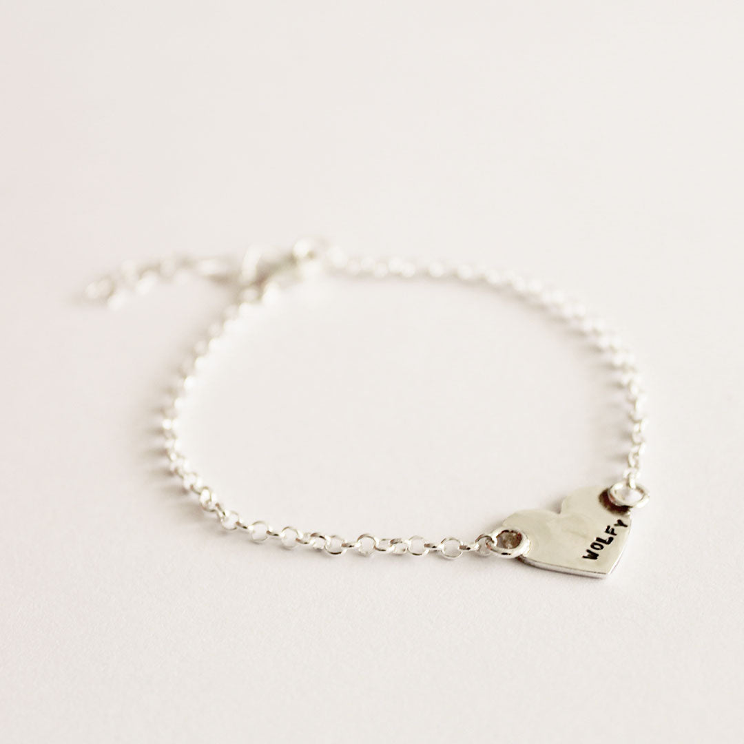 Corazon con huella cadena rolo con nombre