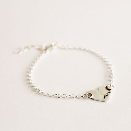 Corazon con huella cadena rolo con nombre