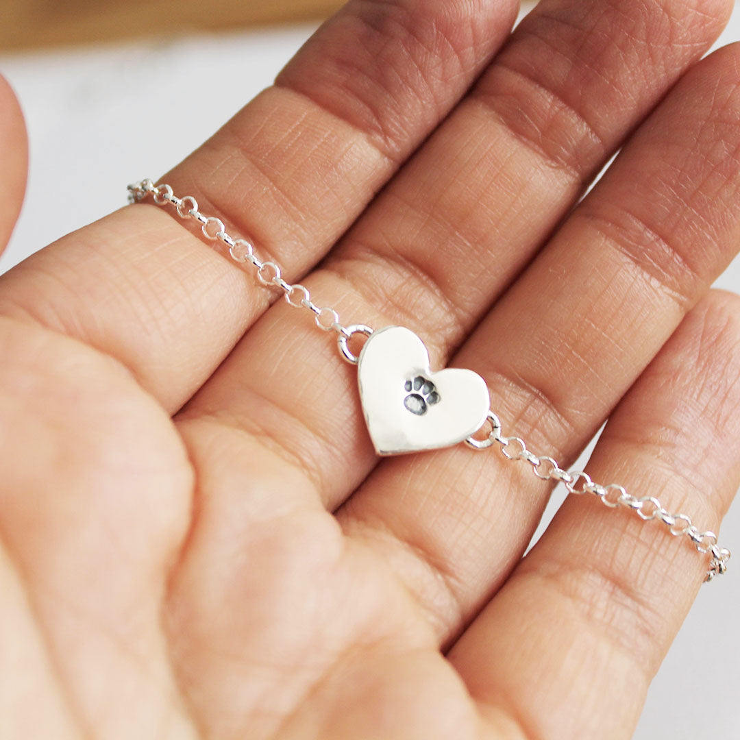 Corazon con huella cadena rolo con nombre