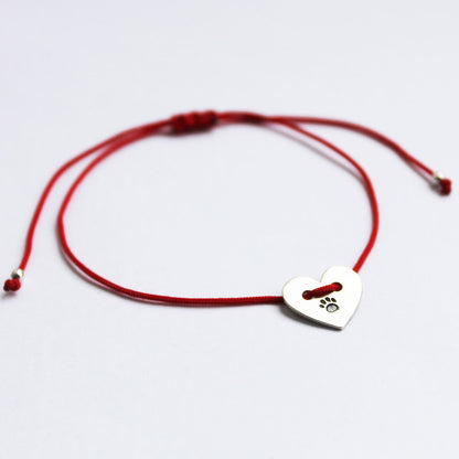 Corazon con huella hilo rojo con nombre