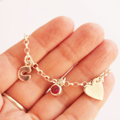 Pulsera con piedra de nacimiento + inicial